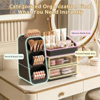 Large Capacity Makeup Organizer Countertop with Makeup Brush Holder for Vanity, Thickened Material, Bathroom Countertop Organ