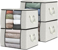 Fab totes 4 Pack Clothes Storage, Foldable Thick Fabric Blanket Storage Bags, Containers for Organizing Bedroom, Closet, Clot