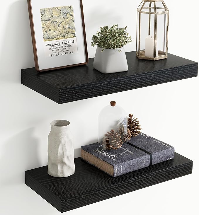 20 Inch Floating Shelves for Wall, 8 Inch Deep Floating Shelf for Storage & Display, Rustic Wall Mounted Shelf with Invisible