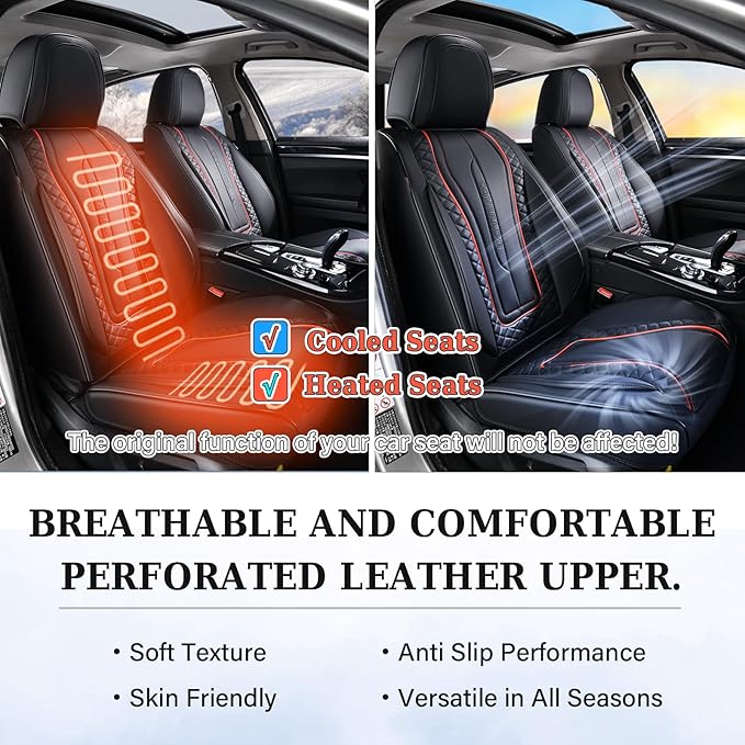 Coverado Car Seat Covers Full Set, Front Seat Cover and Back Seat Covers for Cars, Faux Leather Waterproof Seat Covers, Car S