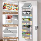 SpaceWhisper Over the Door Organizer, 5 Large Pocket Hanging Storage Organizer with 40lb Capacity, Space Saving for Nursery, 