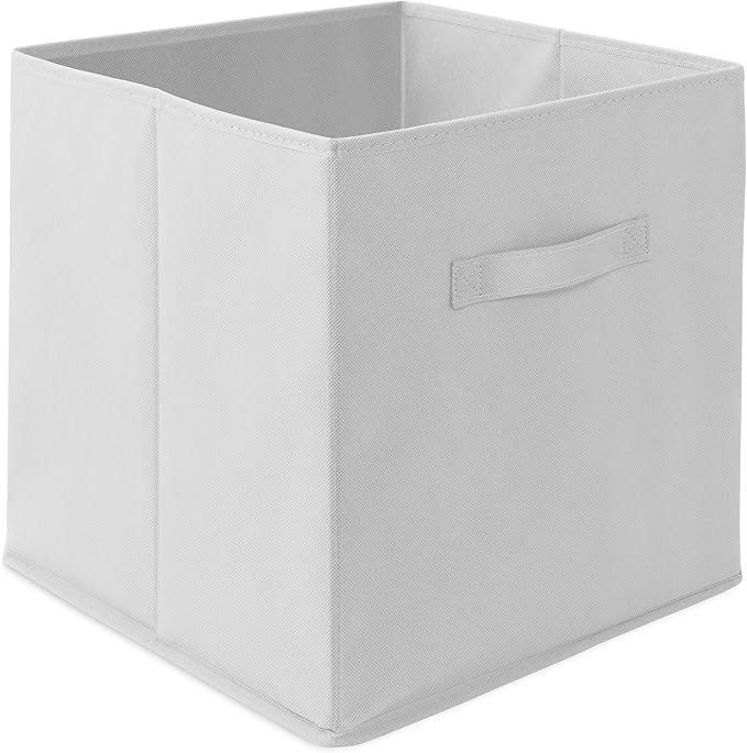 Casafield Set of 6 Collapsible Fabric Cube Storage Bins, White - 13" Foldable Cloth Baskets for Shelves, Cubby Organizers & M