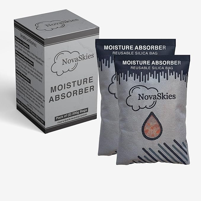 Premium Moisture Absorber Desiccants pack 200G x 2Pack Orange Indicating Silica Gel Reusable Bags, Dehumidifer for Cars,