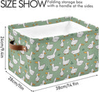 xigua Cartoon Goose Storage Basket Collapsible Storage Bins Waterproof Canvas Storage Basket with Leather Handles for Home Cl