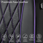 CAR PASS Piping Luxury Faux Leather Two Front Car Seat Covers, Waterproof Anti Slip Premium Automotive Seat Covers,Universal 