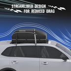 Rooftop Cargo Carrier Vehicle Soft-Shell Carriers, Heavy Duty Car Roof Bag Waterproof Without Rack, Car Topper Luggage Carrier-with 6 Hooks,Mat&Coded Lock(15 Cuft)