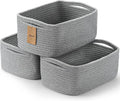 3-Pcs Shelf Baskets for Organizing, Closet Organizer Bins, Small Woven Baskets, Rope Toy Basket, Storage Basket for Shelves, 
