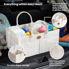 Baby Diaper Caddy Organizer for Nursery – Large Felt Storage Basket for Baby Essentials, Wipes & Diapers – Portable Nursery O