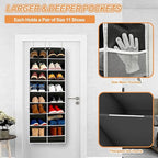 8-Layer Over The Door Shoe Organizer with 16 Compartments, Pockets Heavy-Duty Non-Woven Fabric Hanging Shoes Storage Rack,Han