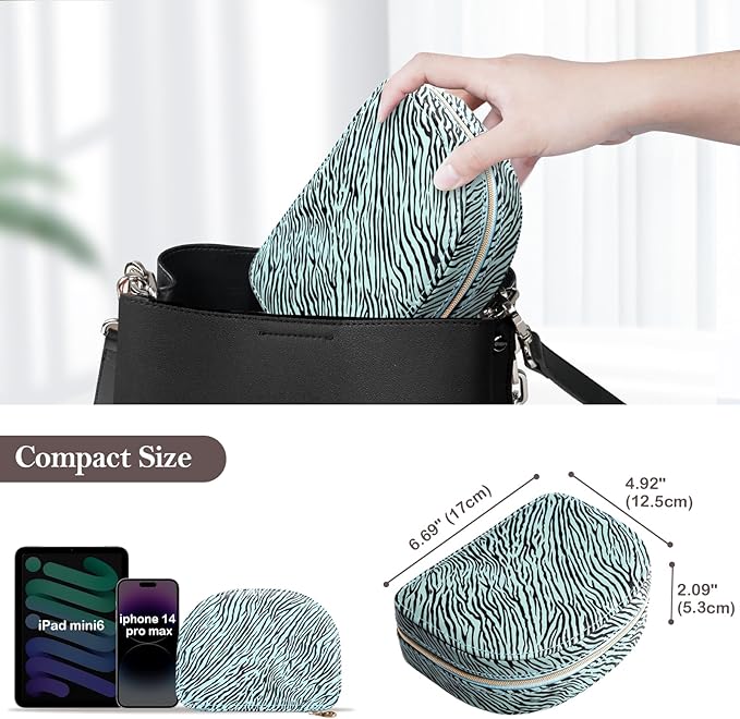 ProCase Travel Size Jewelry Box, Medium Portable Seashell-Shaped Jewelry Case, 2 Layer Jewelry Organizer in PU Leather for Wo