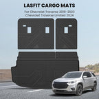 LASFIT Trunk Mat with Backrest Mat for Chevrolet Chevy Traverse 2018-2023/Traverse Limited 2024, All Weather TPE Custom Fit Cargo Mat Trunk Liner with Backrest Mat, Black