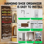 Kotkn Over The Door Shoe Organizer with 12 Large Breathable Pockets - Durable Hanging Storage for the Entire Family's Shoes (