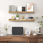 Heimlove Floating Shelves for Wall 32 Inch,Mounted Storage Wood Shelves with Invisible Brackets Hanging Shelf for Bedroom Liv
