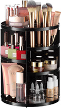 360 Rotating Makeup Organizer - Adjustable Shelf Height and Fully Rotatable. The Perfect Cosmetic Organizer for Bedroom Dress