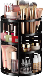 360 Rotating Makeup Organizer - Adjustable Shelf Height and Fully Rotatable. The Perfect Cosmetic Organizer for Bedroom Dress
