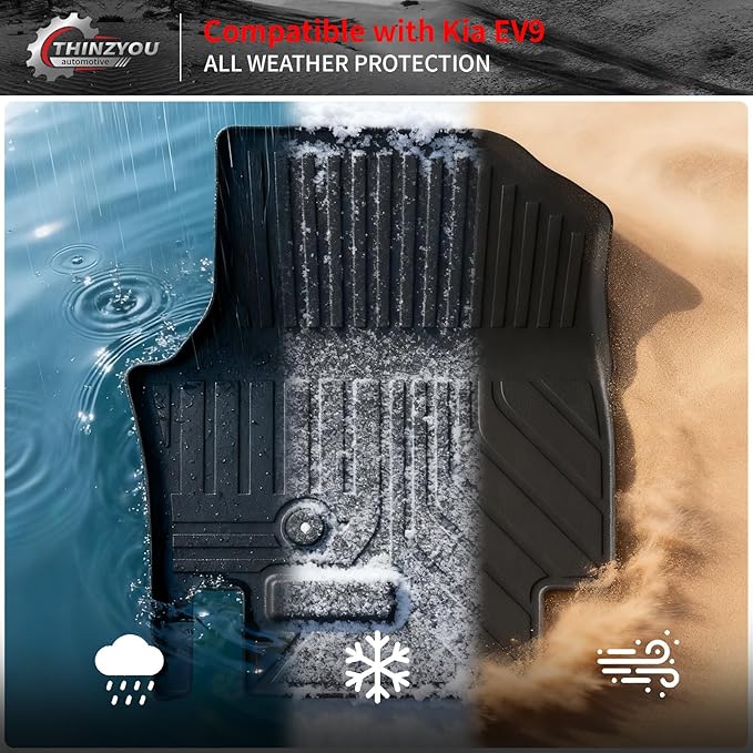Floor Mats Compatible with 2024 2025 2026 Kia EV9 6&7 Seats Cargo Liner Cargo Mat Trunk Mat Trunk Liner Back Seat Cover Protector EV9 Accessories (Floor Mats+Trunk Mat with Backrest Mat)