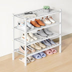 Smiry Bamboo Shoe Rack for Closet, 4 Tier Wooden Stackable Shoe Organizer, Free Standing Shoes Storage Shelf for Entryway, Fr
