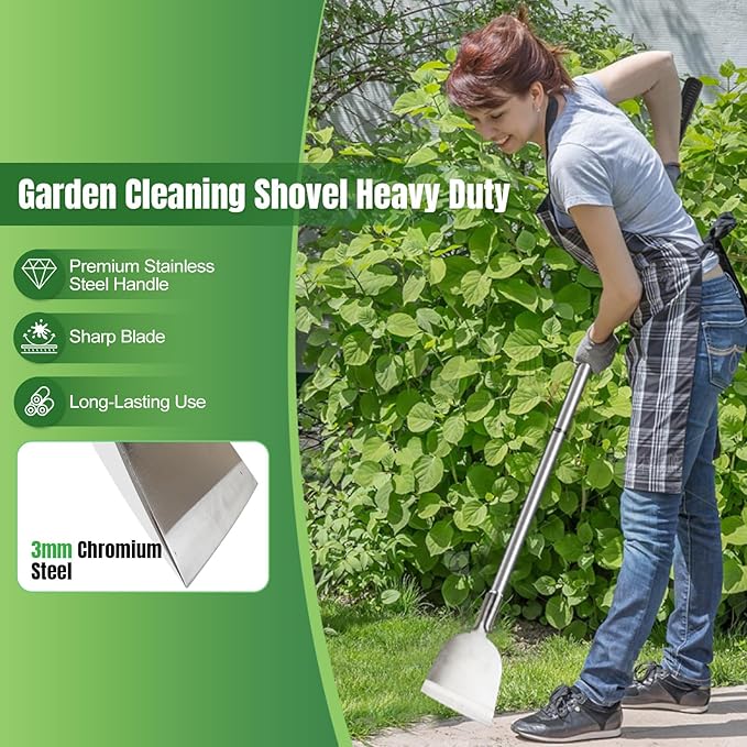 Snow Shovel for Driveway, Ice Scraper, Floor Scraper Long Handle, Garden Shovel Heavy Duty with Flat Head, Weed Scraper, Sod Cutter Remover Tool for Lawn Edger, Edging Shovels for Landscaping,