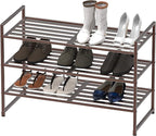 Simple Houseware 3-Tier Stackable Metal Panel Shoes Rack, Bronze