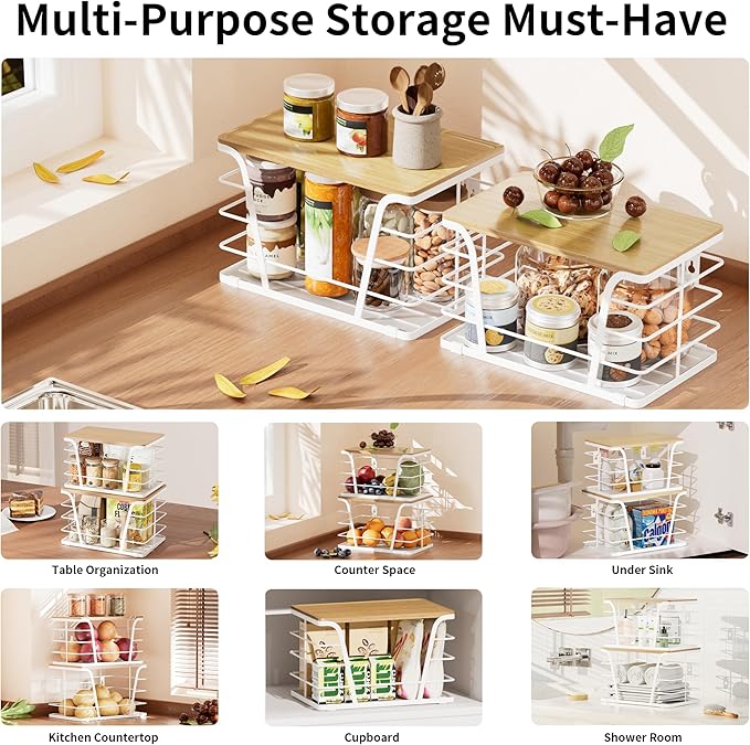 TIDIIABODE 2 Pack Kitchen Organization for Onions,Potatoes - Fruit Basket for Kitchen Counter & Storage Basket,Stackable Stor