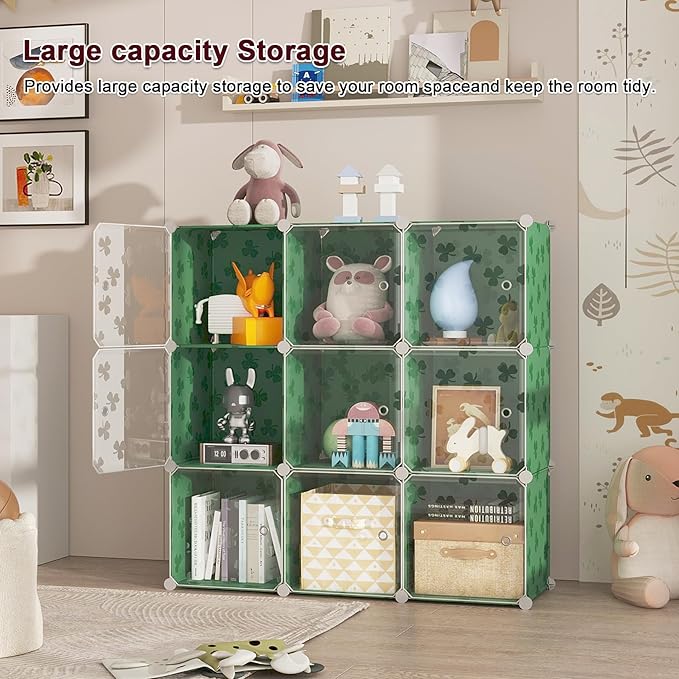C&AHOME Cube Storage Organizer with Doors, 10-Cube Shelves, DIY Plastic Modular Bookshelf, Closet Clothes Storage Shelving Id