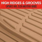Motor Trend FlexTough Floor Mats for Cars, Beige Deep Dish All-Weather Mats, Waterproof Trim-To Fit Automotive Floor Mats for Cars Trucks SUV, Universal Floor Liner Car Accessories