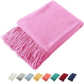 Homiest Decorative Knitted Throw with Fringe, Lightweight Acrylic Knit Blanket - Soft & Cozy Tassel Blanket for Couch, Sofa, 