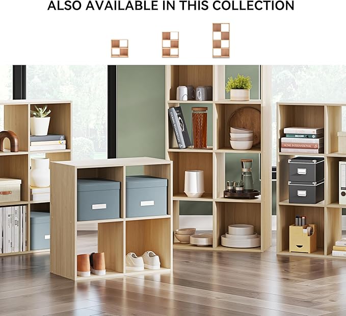 Signature Design by Ashley Piperton Contemporary 3-Tier Floor Standing 9 Cube Organizer for Living Room, Wood, Works with 10.