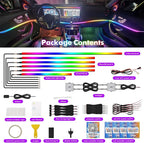 New Version Acrylic Car Dreamcolor Ambient Lighting Kit 14 in 1 LED Interior Car Strip Lights APP Control Zoned Control System 252 Color Modes DIY Neon Wireless Sound Activated RGB Neon Light Kits