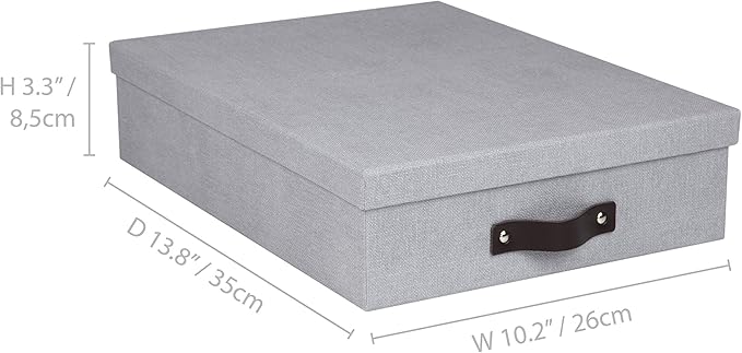 Bigso Oskar Canvas Fiberboard Document Letter Box - File Organizer Box for Important Paperwork - Document Storage with a Lid 