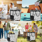 (Medium, Starlight Silver)Reusable Grocery Bag on 4 Wheels,Foldable Rolling Tote Carries Up to 66lb Shopping Trolley,Rolling Bag with 3 Handles,Zipper Clouser Rolling Tote Bag with Wheels for Laundry