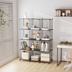 12-Cube Storage Organizer, Metal Wire Cube Shelving Unit, 11.8" L x 11.8" W x 11.8" H, Modular Grid Bookshelf for Closet, Bed