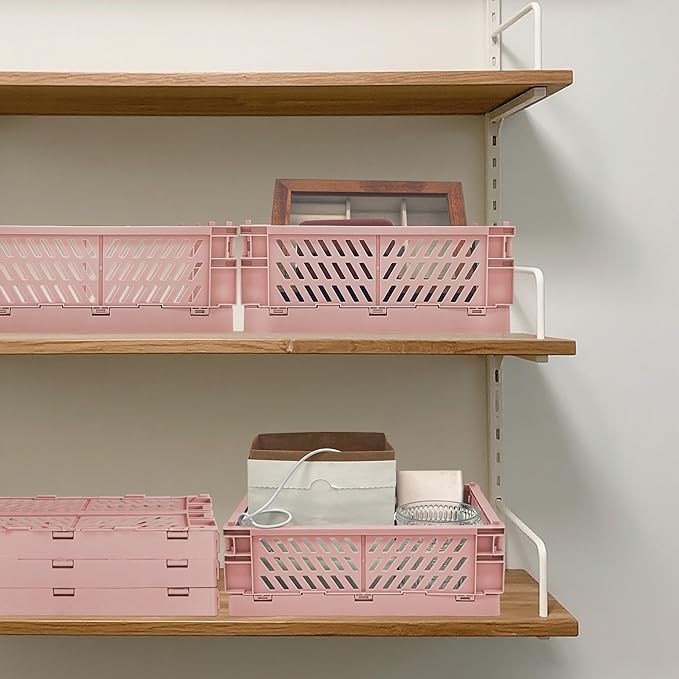2 Pack Mini Foldable Small Plastic Baskets for Organizing and Storage，Collapsible Storage Crates,Mini Bins for Home Kitchen B
