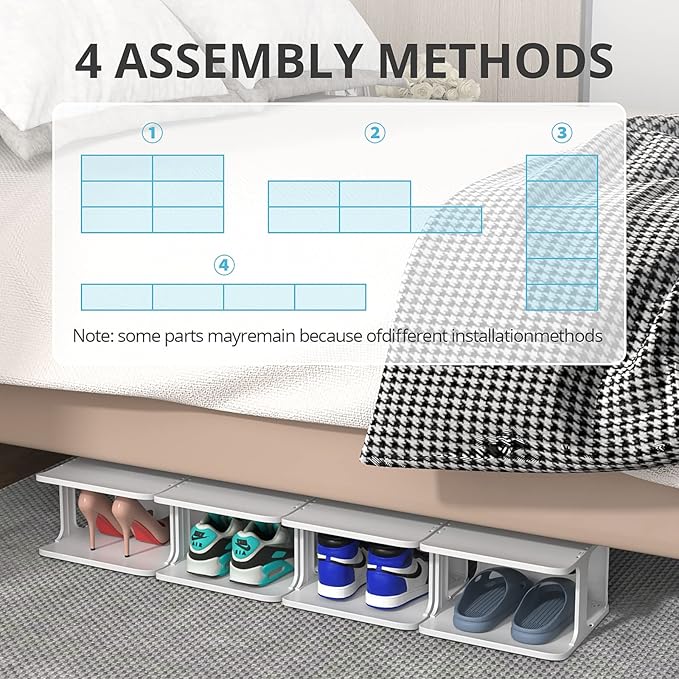 ZOINLIY Stackable Shoe Organizer for Closet, Small Shoe Rack for Entryway, Bedroom, Dorm Rooms, Free Standing Shoe Shelf, Pla