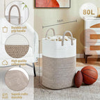 Laundry Basket,Woven Cotton Rope Laundry Hamper,Versatile Storage for Dirty Clothes,Baby Toys,and Blankets in Bathroom, Nurse