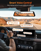 WOLFBOX G840H 12'' Mirror Dash Cam with ADAS and BSD, 2.5K Rear View Mirror Camera Front and Rear, 5.8GHz WiFi, Voice Control