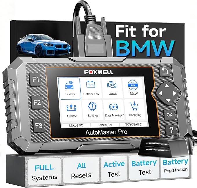 FOXWELL NT510 Pro fit for BMW OBD2 Scanner with 12V Battery Tester, Full System Diagnostic Bi-Directional Control Scanner, All