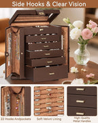 AKOZLIN 360° Rotating Jewelry Box 6-Tier Organizer Functional Jewelry Storage Case for Women Girls Ring Necklace Earring Brac