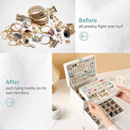 BOOVO Earring Jewelry Box For Women Girl Stud Organizer, 5 Layers Girl Jewelry Organizer Box With Lock Earring Holder Organiz