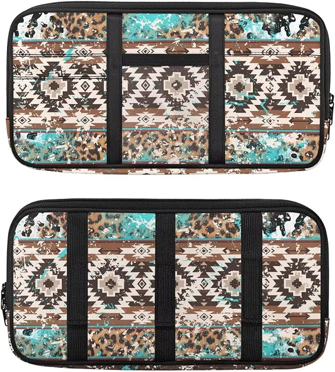 Tribal Pattern Car Sun Visor Storage Bag Sunglass Holder and Storage Pocket Auto Visor Storage Pouch with Multi-Pocket for License Pen Key