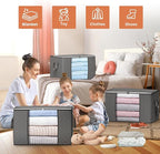 90 L Large Storage Bags, 6 Pack Clothes Storage Bins Foldable Closet Organizers Storage Containers with Reinforced Handle for