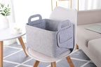 Minoisome Storage Basket Felt Storage Bin Collapsible& Convenient Box Organizer with Carry Handles for Office Bedroom Closet 