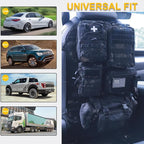 Universal Tactical Car Seat Back Organizer Bag Tactical Molle Vehicle Organizers Panel Vehicle Protector Organizers with 5 Detachable Pouches for Car Truck Ford Jeep (Model B-Black camo)
