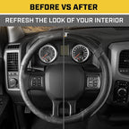 CAT® DuraGrip Car Steering Wheel Cover, Gray Tire Tread Traction Design, Auto Steering Wheel Cover for Cars Trucks Vans SUVs, Improve Grip and Control, Durable Comfortable - Large 15"-16" Inches