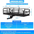 KAIRAY 500 Lbs Heavy Duty Hitch Mount Cargo Carrier 60" x 24" x 14.4" Folding Cargo Rack Rear Luggage Basket Fits 2" Receiver for Car SUV Camping Traveling
