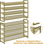 Large Shoe Rack 8 Tier Shoe Organizer, Heavy Duty Metal 4-Tier Stackable Shoe Storage Vertical Shoe Rack for Closet Front Doo