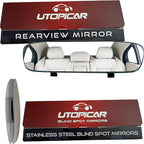 Universal Car Rear View Mirror and Blind Spot Mirrors - Clip on Rearview Car Mirror - Wide Angle & Panoramic Rear View for Blindspots (Rearview & Blind Spots Mirrors Set)