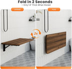 Foldable Walnut Floating Wall Shelves 20 inch, Bathroom Shelves Wall Mounted,12" Deep Wood Floating Kitchen shelves,Easy to I