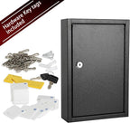 KYODOLED Key Storage Lock Box Wall Mount, Locking 40 Key Cabinet Holder Box with Key Lock, Hooks & Labels for Home, Office, C