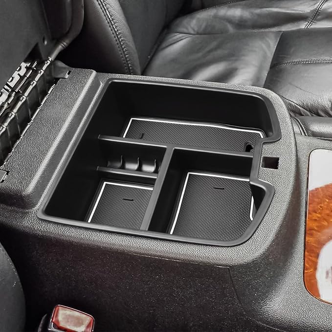 Center Console Organizer Compatible with 2007-2014 Chevy Silverado GMC Sierra Avalanche Tahoe Suburban Yukon Yukon XL Accessories, Floor Mounted Center Console ONLY, White Trim